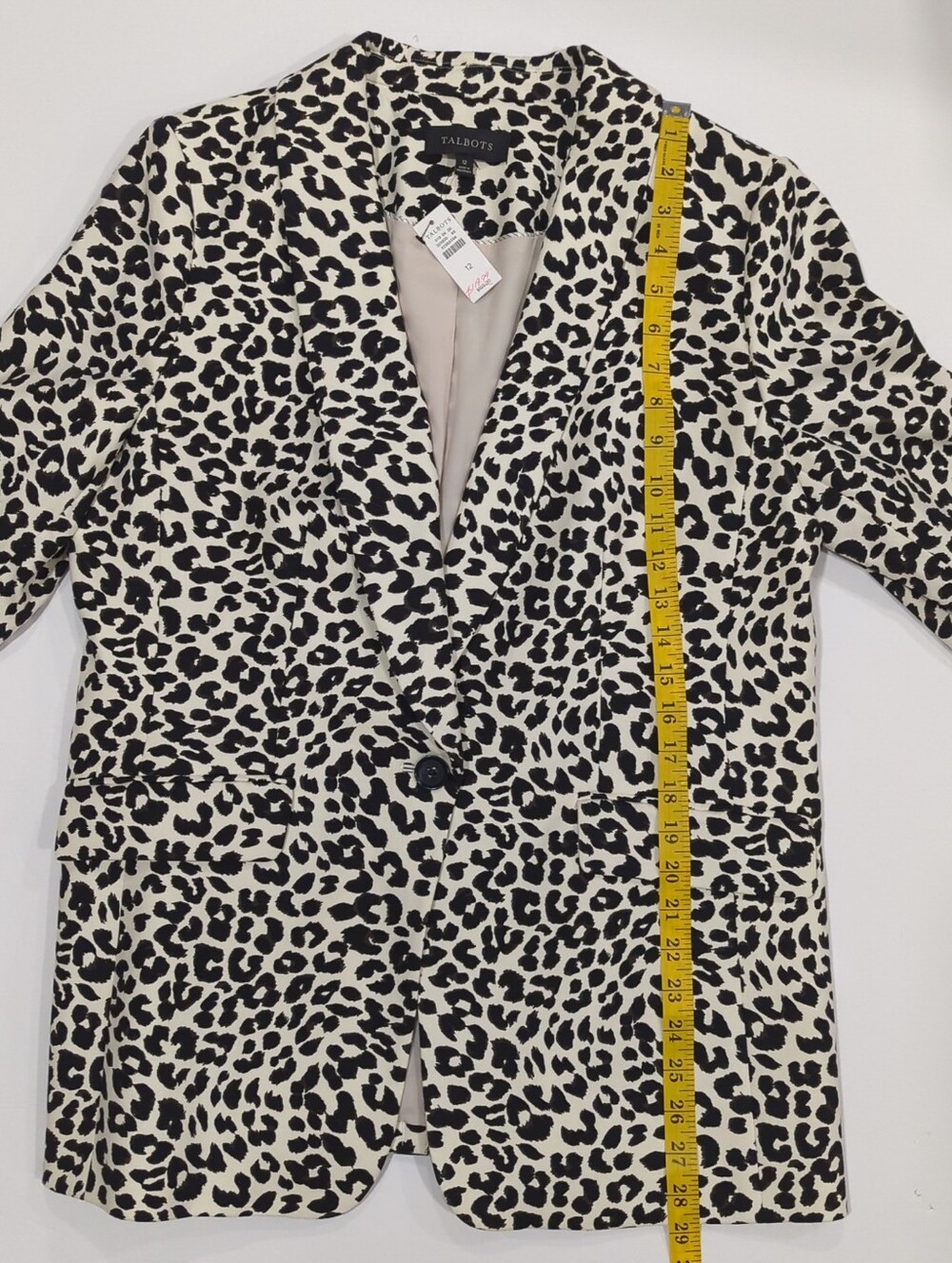 NWT Talbots Cream and White Leopard-Print Blazer Women's 12 Office Chic Animal - Picture 13 of 16